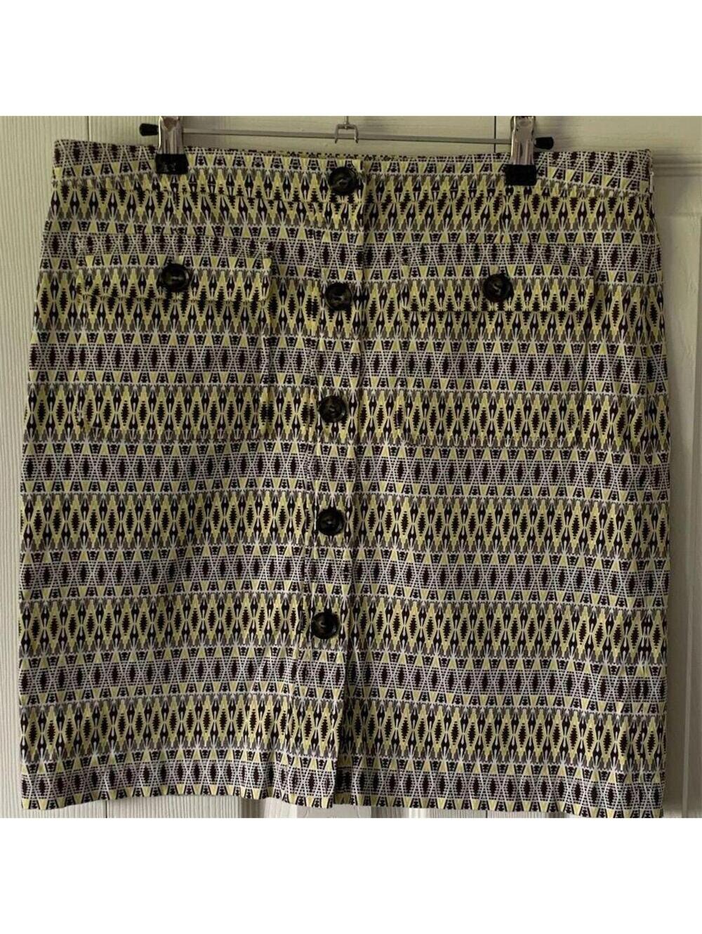 W by Worth Women's Geometric Button-Up Mini Skirt Size 6 Multicolor